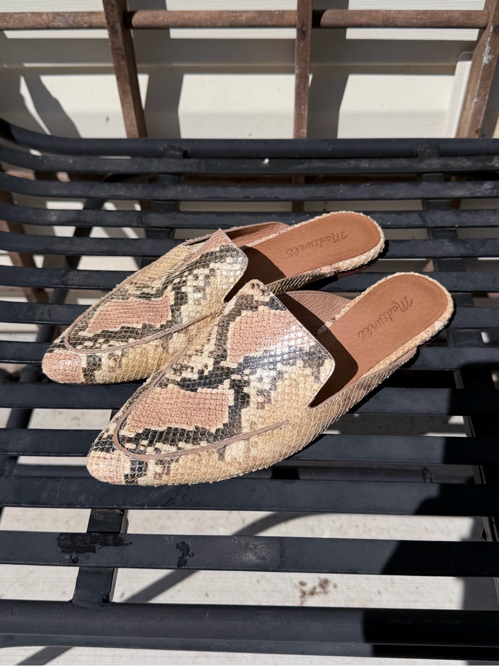 Madewell The Frances Skimmer Mule in Snake Embossed Leather Size 9